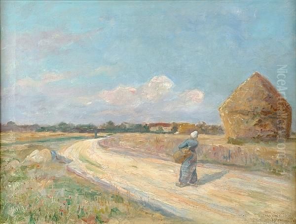 Path Through The Hay Fields Oil Painting by Vernon Blake