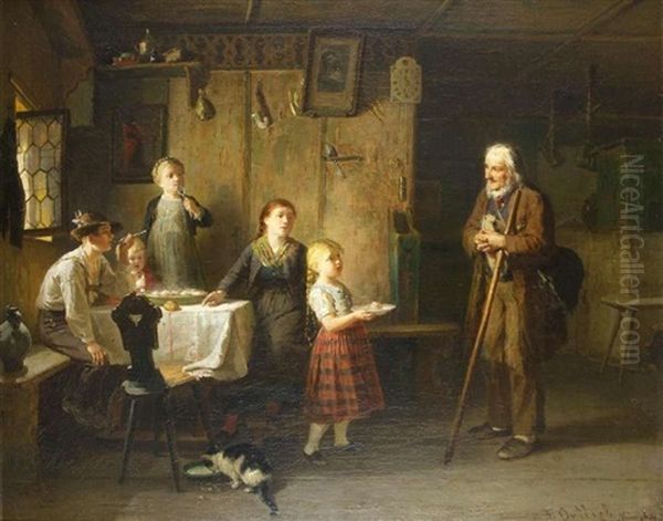 Mildtatige Kinder Oil Painting by Friedrich Ortlieb