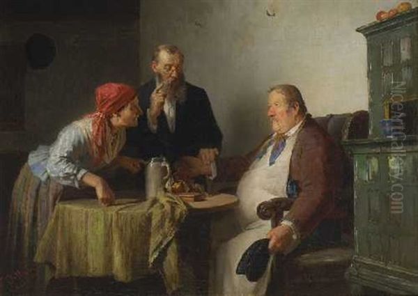 Arztliche Untersuchung Und Ermahnung Oil Painting by Friedrich Ortlieb