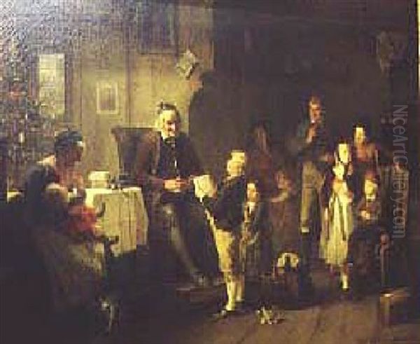 New Year's At Grandfather's Oil Painting by Friedrich Ortlieb