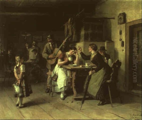 Sonntag In Schwaben Oil Painting by Friedrich Ortlieb