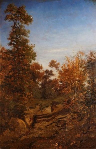 Foret De Fontainebleau Oil Painting by Francois Auguste Ortmans