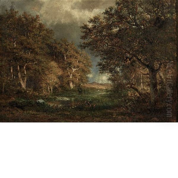 Forest Interior Oil Painting by Francois Auguste Ortmans