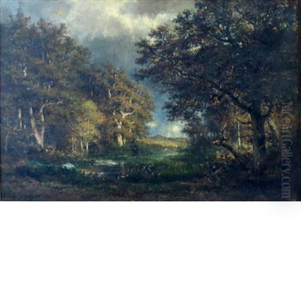 Forest Interior Oil Painting by Francois Auguste Ortmans