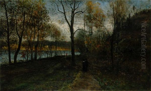 Promenade Automnale Oil Painting by Francois Auguste Ortmans