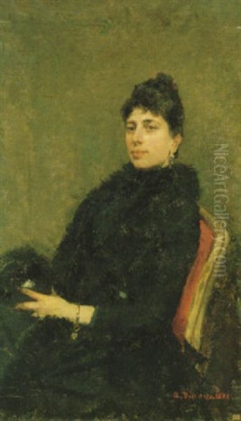 Ritratto Di Donna In Nero Oil Painting by Uberto dell' Orto