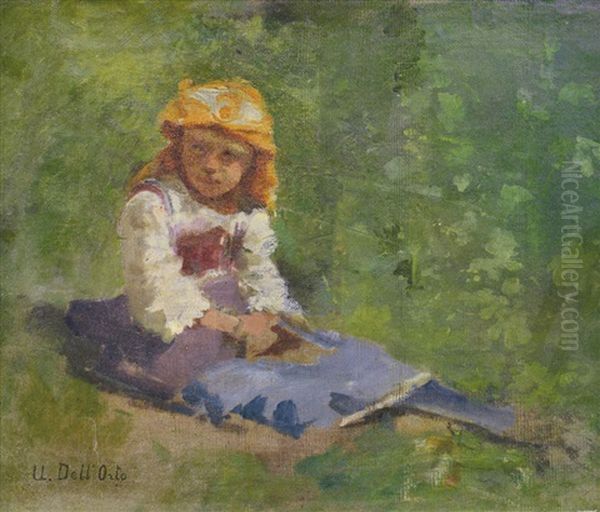 Bimba Seduta Sul Prato by Umberto dell' Orto