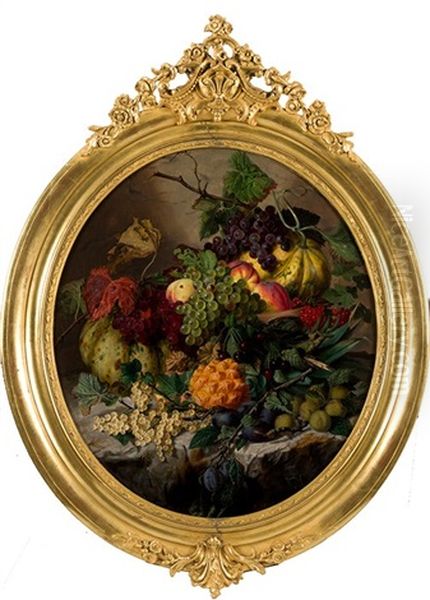 Naturaleza Muerta Con Uvas, Cerezas, Calabazas, Melocotones, Ciruelas Y Pina Oil Painting by Georgius Jacobus Johannes van Os