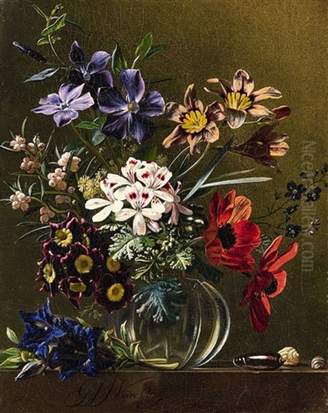 A Floral Still Life Oil Painting by Georgius Jacobus Johannes van Os