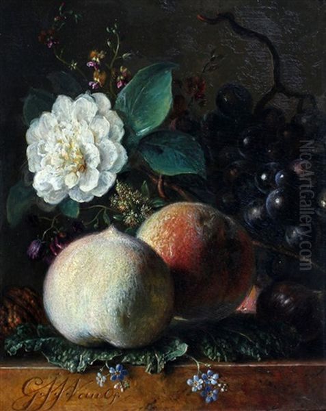 Stilleven Met Fruit En Bloemen Oil Painting by Georgius Jacobus Johannes van Os