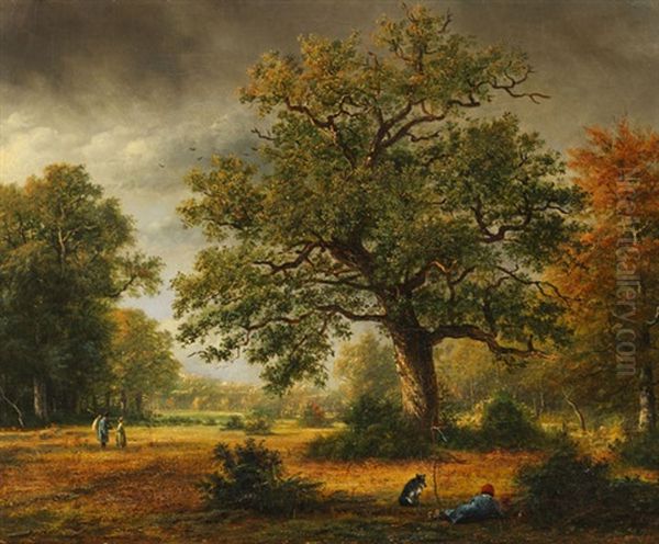 Gewitterlandschaft Mit Figurenstaffage Oil Painting by Georgius Jacobus Johannes van Os