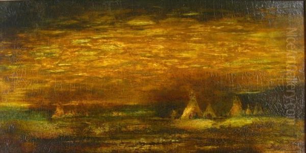 Indian Encampment At Sundown Oil Painting by Ralph Albert Blakelock