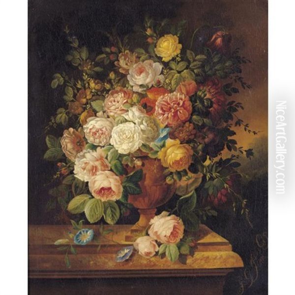 Vase With Flowers Oil Painting by Georgius Jacobus Johannes van Os