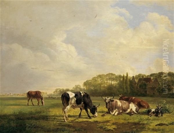 Tierherde Auf Der Weide Oil Painting by Georgius Jacobus Johannes van Os