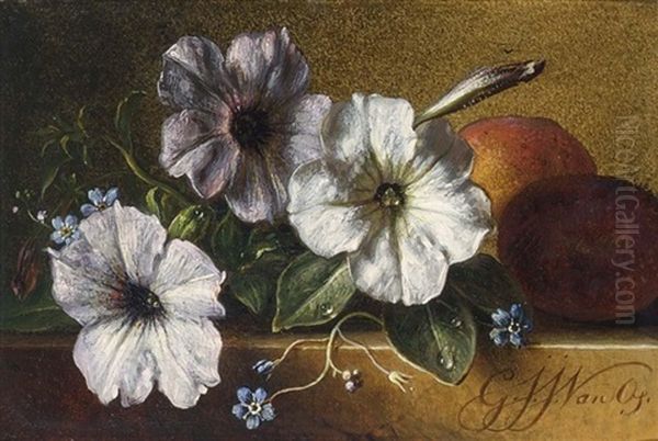 A Still Life With Flowers And Fruit by Georgius Jacobus Johannes van Os