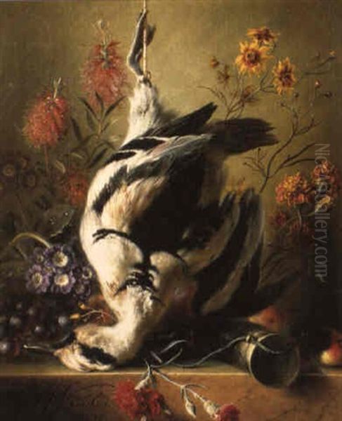 Nature Morte A L'oie Sauvage Et Aux Fleurs Oil Painting by Georgius Jacobus Johannes van Os