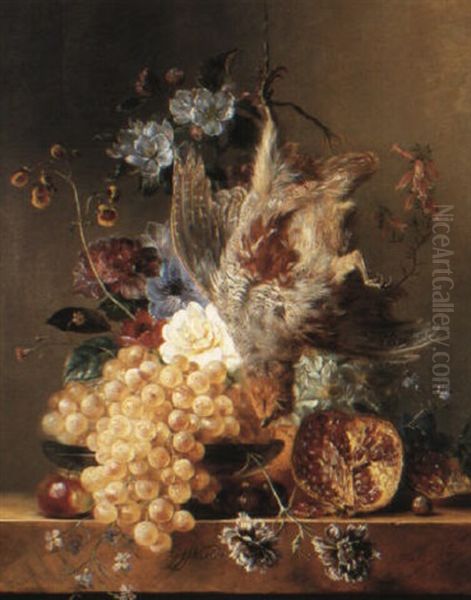 Still Life With Fruit And Dead Game Oil Painting by Georgius Jacobus Johannes van Os