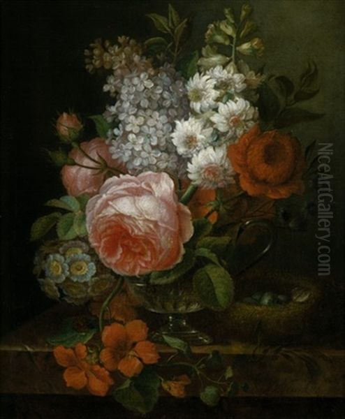 Blumenstilleben Mit Flieder Oil Painting by Georgius Jacobus Johannes van (the Younger) Os