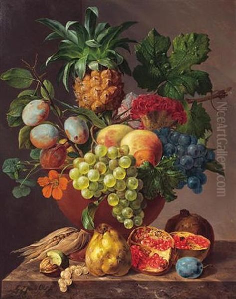 The Fruit Bowl Oil Painting by Georgius Jacobus Johannes van (the Younger) Os