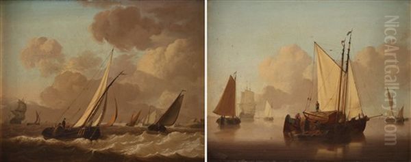 Dutch Ships At Sea (2) Oil Painting by Jan van Os