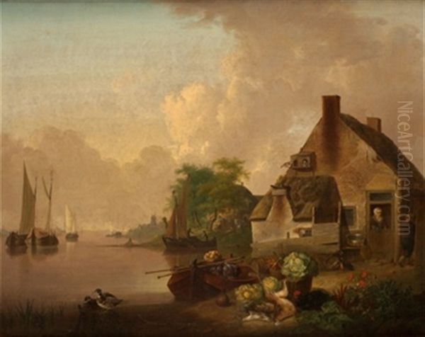 Casa Junto Al Lago Oil Painting by Jan van Os