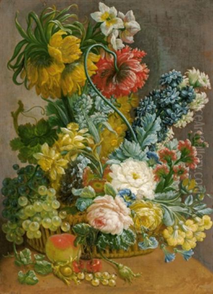 Ein Blumenstraus Mit Rosen, Pfingstrosen, Kaiserkrone, Narzissen Und Anderen Bluten Oil Painting by Jan van Os