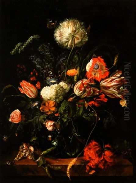 Still Life With Flowers And Insects Oil Painting by Jan van Os