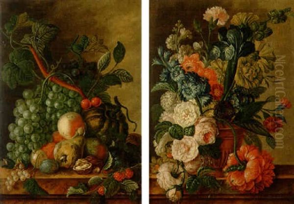 Stilleben Med Frukter Och Blommor Oil Painting by Jan van Os