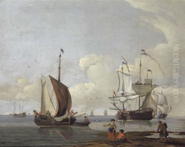 Schiffe Auf Ruhiger See Oil Painting by Jan van Os