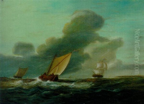 Shipping In An Estuary Oil Painting by Jan van Os