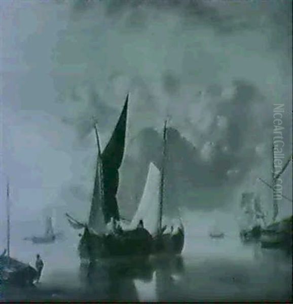 A Quiet Anchorage Oil Painting by Jan van Os