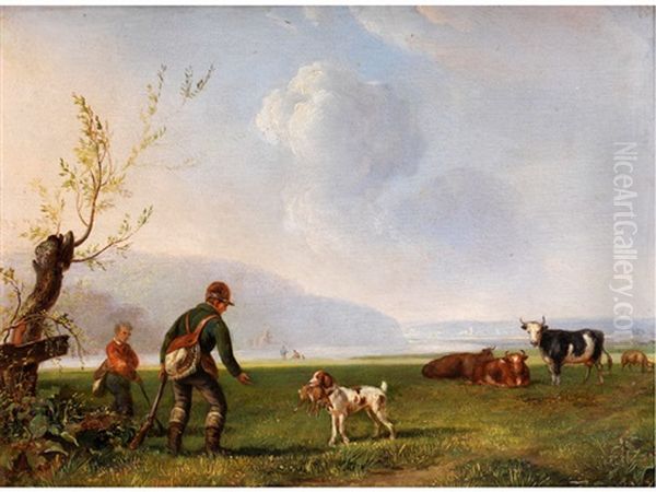 Jager Mit Jagdhund Und Beute Oil Painting by Pieter Frederick Van Os