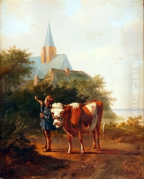 Berger Et Sa Vache Oil Painting by Pieter Gerardus Van Os