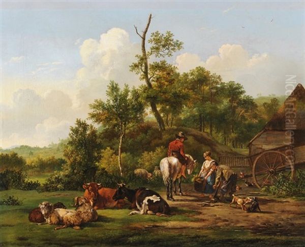 Weidelandschaft Oil Painting by Pieter Gerardus Van Os