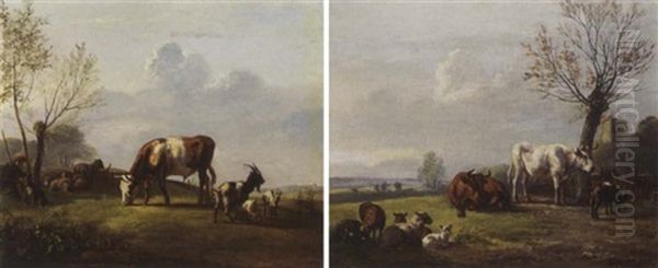 A Shepherd And His Flock Oil Painting by Pieter Gerardus Van Os