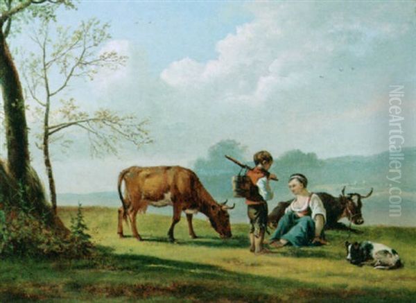 The Little Shepherds Oil Painting by Pieter Gerardus Van Os