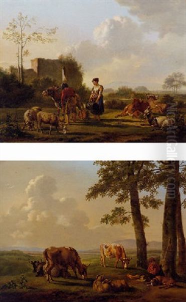 Landschap Met Vee Oil Painting by Pieter Gerardus Van Os