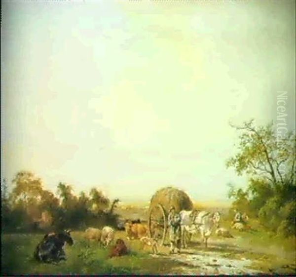 Bauern Und Hirten Bei Der Rast Oil Painting by Pieter Gerardus Van Os