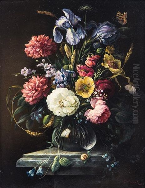 Floral Still Life Oil Painting by Josef (Oskar Becker) Osbeck