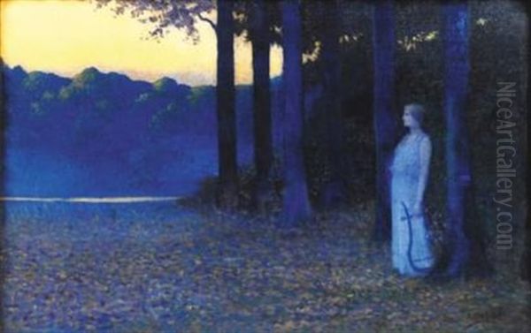 Muse De La Fontaine, 1907 Oil Painting by Alphonse Osbert