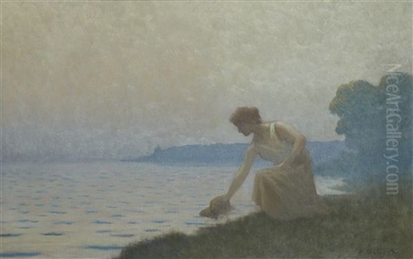 Jeune Fille A La Riviere Le Matin Oil Painting by Alphonse Osbert