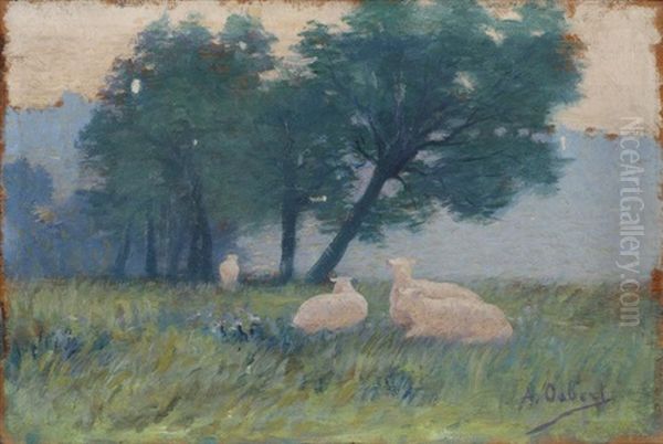 Les Moutons (sketch) Oil Painting by Alphonse Osbert