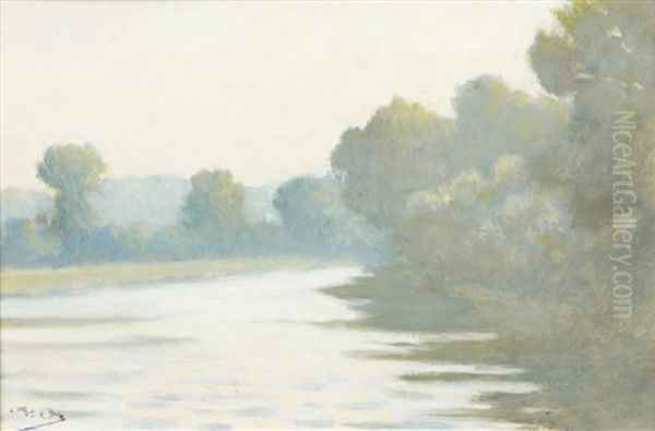 L'etang, Le Matin Dans L'allier Oil Painting by Alphonse Osbert