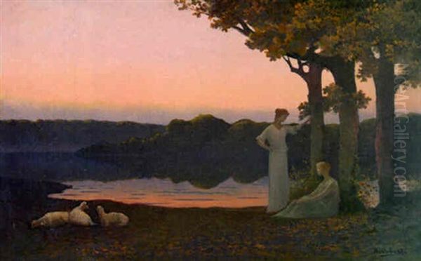 Dans Le Silence Du Soir Oil Painting by Alphonse Osbert