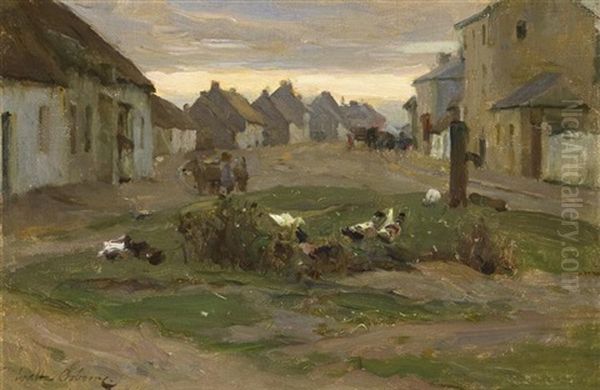 The Village Street, Rush & Lusk, County Dublin Oil Painting by Walter Frederick Osborne