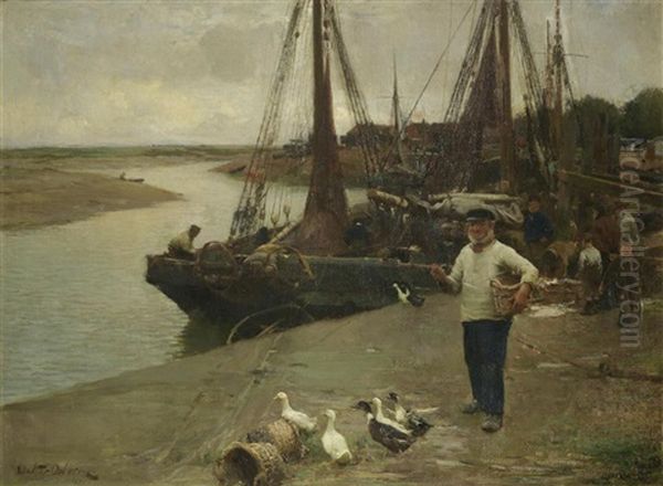 When The Boats Come In Oil Painting by Walter Frederick Osborne