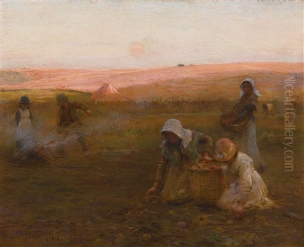 Potato Gathering Oil Painting by Walter Frederick Osborne