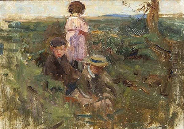 Children In A Meadow Oil Painting by Walter Frederick Osborne