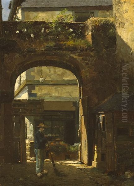 Sunshine And Shadow, (la Rue De L'apport), Dinan Oil Painting by Walter Frederick Osborne