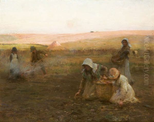 Potato Gathering Oil Painting by Walter Frederick Osborne